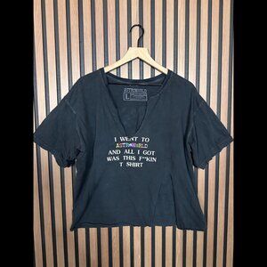 Travis Scott Top Large Womens Black Cut Out 'Wish You Were Here' Tour Tee V Neck